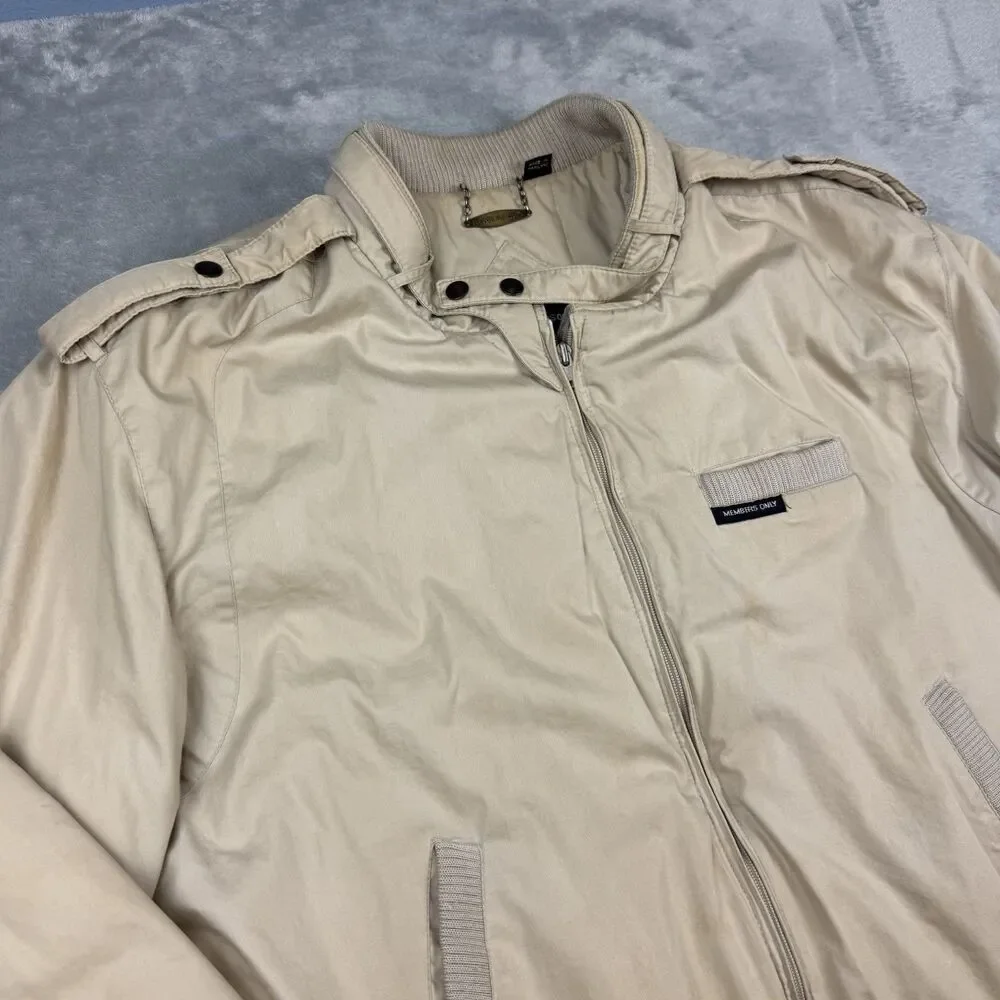 Members Only Europe Craft Vintage Bomber Jacket Men’s Size 46 Beige Tan